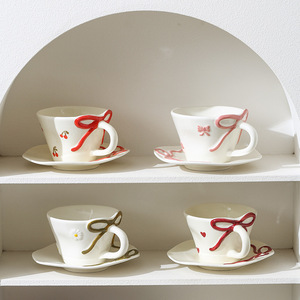 Juego de Taza y Platillo de Cerámica Pintados a Mano al por Mayor, Taza de Café Estética para Chicas - Product Image 2