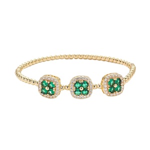 Geometric Quadrilateral <b>Copper</b> <b>Bracelet</b> Dark Green Gold Silver Wedding Women's Jewelry 6.1cm - Product Image 5