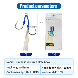 Jig de pêche en fil de soie lumineux haute luminosité avec hameçon robuste <span class=keywords><strong>pour</strong></span> jigging lourd en mer, double tête de jig en acier à haute teneur en carbone - Product Image 4