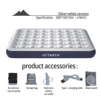Matelas pneumatique hybride moderne OUTAFUN, taille Queen, avec pompe intégrée, réversible, 20 cm d'épaisseur, pour appartement et usage domestique
