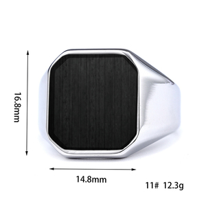 Fatingna 18 Karat vergoldeter Edelstahl Herren Siegelringe Schwarzer Onyx mit Achat stein für Hochzeits-Verlobung und Jubiläum - Product Image 1