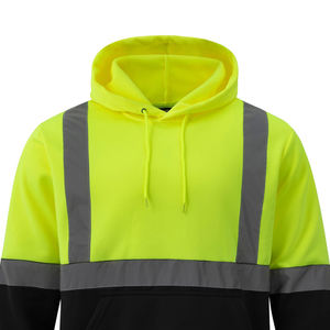 Sudadera con capucha de alta visibilidad y reflectante en colores sólidos, ropa de trabajo de seguridad reflectante de alta calidad con cremallera. - Product Image 4
