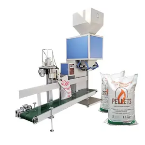 Machine à coudre de pesage quantitatif Prix d'usine à faible coût de la machine à emballer les granulés de bois avec convoyeur en vente