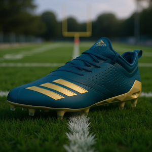 Chaussures de football Adidas Adizero 7.0 pour homme, vert foncé et or, à lacets, empeigne en mesh respirant, saison printemps - Product Image 3