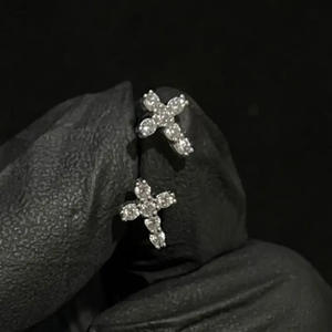 Pendientes de Cruz Papah Ammanstion, Plata 925, Oro Blanco, Joyería Religiosa Cristiana Unisex para Ceremonias - Product Image 5