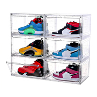 Boîte à chaussures transparente DAYOOH en plastique empilable avec porte magnétique, boîte à chaussures pliable de haute qualité pour baskets