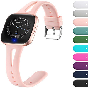 Correa de reloj de silicona delgada compacta y portátil para <span class=keywords><strong>Fitbit</strong></span> <span class=keywords><strong>Versa2</strong></span> con cuello en V correa de repuesto deportiva de cintura delgada para Versa Lite - Product Image 3
