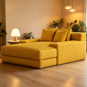 Chaise longue modulaire en velours côtelé de qualité supérieure, siège profond, canapé paresseux Cloud avec mousse haute densité pour salon et appartement - Product Image 3