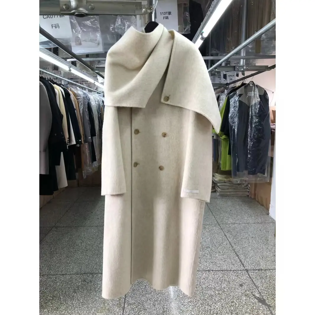 OULAIYADI manteau Long en cachemire pour femme, écharpe en laine à Double boutonnage, mode coréenne