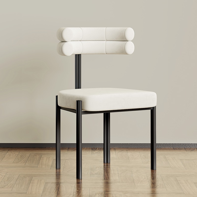 Blanc - velours [pieds de chaise noirs]