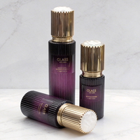 Bouteille en verre personnalisée avec logo estampé à chaud, dégradé de couleurs, rayures, pour emballage de cosmétiques : lotion, sérum, crème pour les yeux et le visage