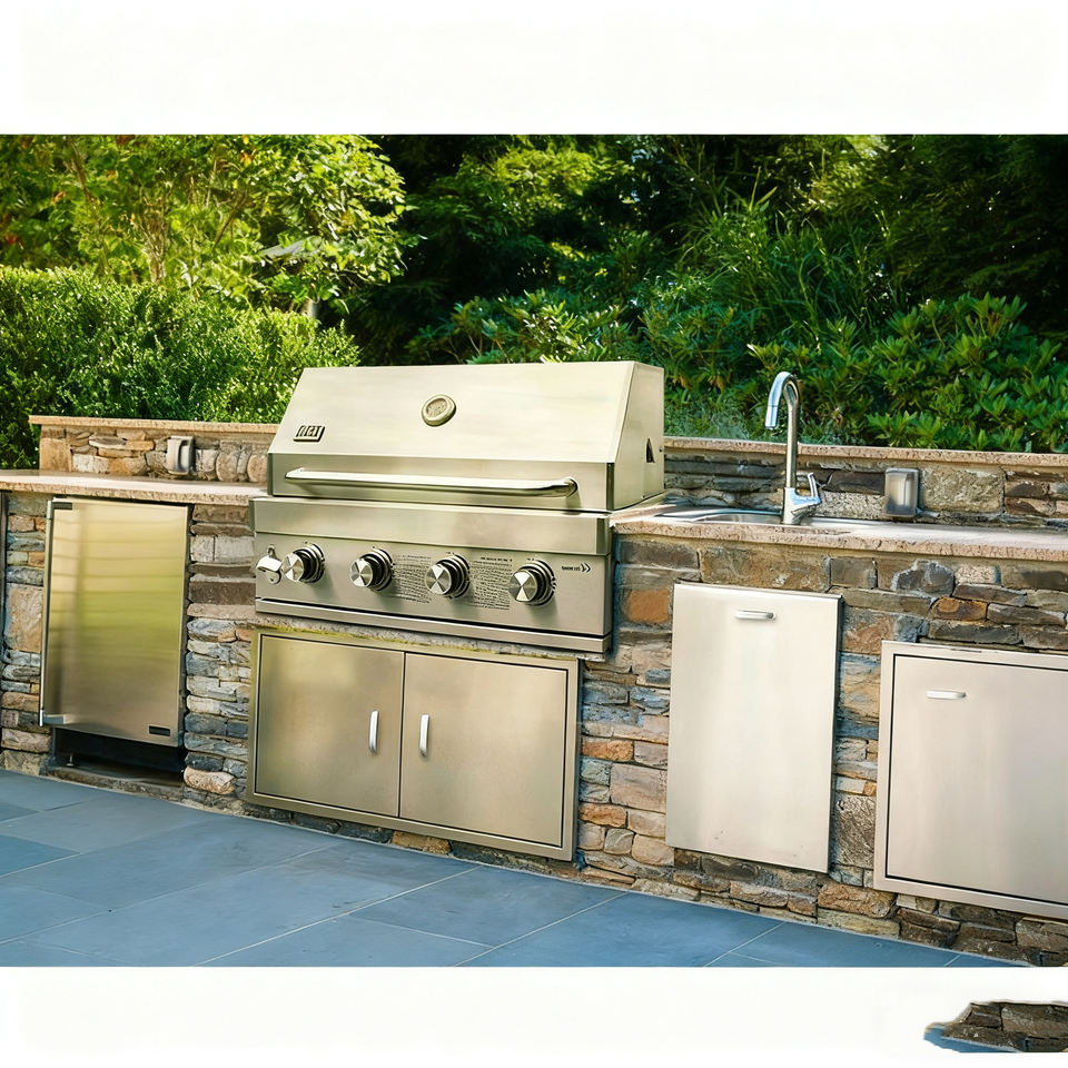 304 Stainless Steel Outdoor Kitchen BBQ Grill - Built-in Villa Barbecue ...