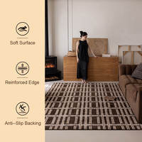 Tapis d'intérieur moderne à poils moyens extra épais de haute qualité, motif abstrait, adapté aux animaux domestiques, en polyester, fabriqué à la machine, avec support en jute