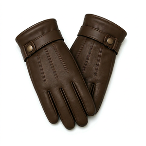 Gants d'hiver thermiques en cuir véritable de qualité supérieure avec doublure en laine, compatibles écran tactile et détection d'aiguille pour hommes - Utilisation sportive en extérieur - Product Image 1