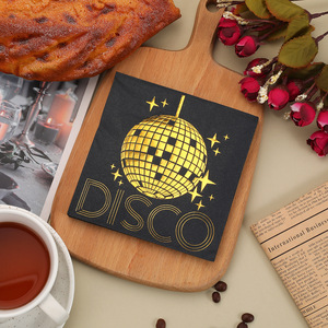 Black Gold Disposable Square Paper Napkins 250x250mm Three Layer For Themed <b>Party</b> Decorations - Product Image 4