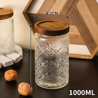 Couvercle en bois d'acacia de grande capacité bouchon à vis d'étanchéité de cuisine bocal à bougie en verre à large bouche pour le stockage en conserve de miel récipient alimentaire