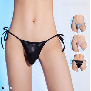 Ropa interior Sexy convexa en U para hombre, Tanga transpirable de satén de seda brillante, bragas de cintura con correa con cordones para niño 3004 - Product Image 4