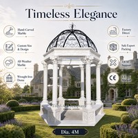 Gazebo classique en marbre blanc, 4 m de diamètre, colonnes corinthiennes, pavillon de jardin extérieur, fabricant sur mesure en gros
