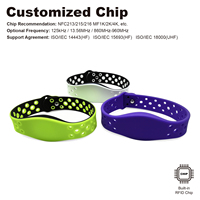 Gelang RFID Silikon untuk Olahraga Kebugaran di Gym, Pita Penyerap Keringat Elastis F08 NTAG213 Chip Pintar NFC