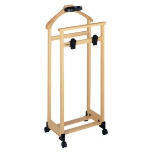 The Wearer <b>Valet</b> <b>Stand</b> Natural 46x28x103 Cm Solid Beech Wood With Wheels For <b>Clothes</b> Storage - Product Image 1