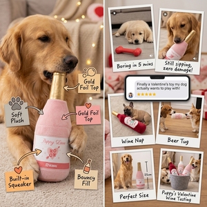 Jouets <span class=keywords><strong>en</strong></span> peluche pour chien <span class=keywords><strong>en</strong></span> forme de bouteille de vin pour la Saint-Valentin, jouets à mâcher couineurs pour chiot <span class=keywords><strong>en</strong></span> forme de <span class=keywords><strong>champagne</strong></span> et bière, jouets <span class=keywords><strong>en</strong></span> peluche durables pour animaux de compagnie, cadeau interactif - Product Image 2