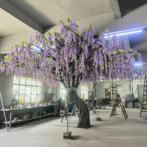 Grand arbre artificiel de glycine bleue de 3 m, grand arbre fleuri pour la décoration intérieure, grand arbre artificiel à fleurs violettes pour les restaurants - Product Image 4