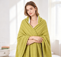 Plaid en tricot épais et chaud avec doublure en polaire Sherpa, motif classique en tricot torsadé