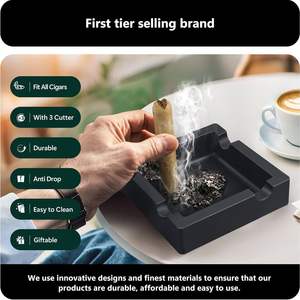 2025 Cendrier en céramique blanche rectangulaire avec logo personnalisé en grès cérame fait à la main pour hôtels et bureaux Plateau à cigares en bois portable - Product Image 3