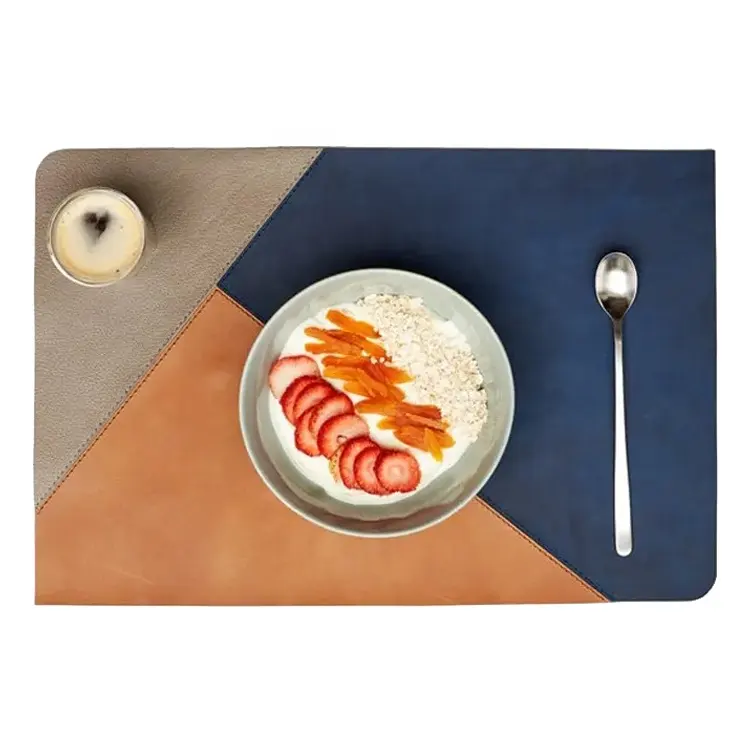 Tapis de Table à manger de haute qualité en cuir d'épissage fait à la main napperons de Logo personnalisé de couleur rectangulaire