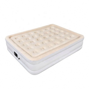 Coil-Beam PVC flocked skin-friendly double size air bed mattress with built-in pump