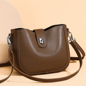 Echt Lederen Lady Crossbody Tas Dames Enkele Schoudertas Lichte Luxe Textuur High-End Effen Handzadeltas - Product Image 3