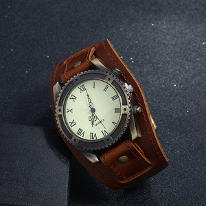 <span class=keywords><strong>Montre</strong></span> à <span class=keywords><strong>bracelet</strong></span> en <span class=keywords><strong>cuir</strong></span> véritable large rétro Relogio pour homme, <span class=keywords><strong>montre</strong></span> à quartz punk, <span class=keywords><strong>bracelet</strong></span> de <span class=keywords><strong>montre</strong></span>, <span class=keywords><strong>montre</strong></span> de poignet inhabituelle (WA212) - Product Image 3