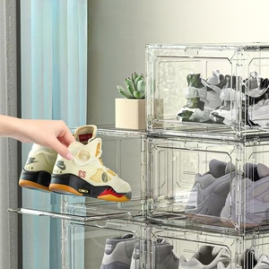 Caja de almacenamiento de zapatos con puerta transparente para almacenamiento de zapatos deportivos caja de zapatos transparente apilable fácil de montar - Product Image 3