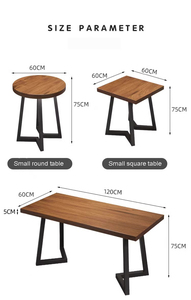 Mesa de comedor de madera maciza de estilo nórdico moderno, combinación de silla doble, restaurante Industrial ligero de lujo Europeo Americano Simple - Product Image 6