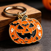 Llaveros de metal de Halloween con diseños de gato, murciélago y telaraña, personalizados, de aleación de zinc con esmalte duro, al por mayor para recuerdos de fiesta de Halloween