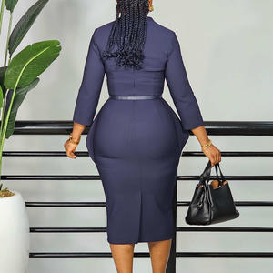 D611 Abiti Primaverili alla Moda per Donne, Eleganti e Casual con Maniche Lunghe, Scollo a V e Volant, Abiti da Ufficio per Signore - Product Image 4