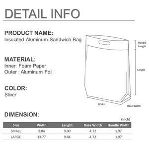 Bán Buôn Giá Zip Khóa Nắp Kéo Sliver Nhôm Cách Điện Tote Túi Lạnh Bánh Sandwich Ăn Trưa Bento Dã Ngoại <span class=keywords><strong>Hot</strong></span> & Lạnh Pouch Túi - Product Image 5