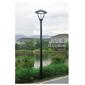 Lampadaire de jardin en métal d'extérieur, LED blanc chaud, abat-jour en verre, IP66, AC 220V, 2700K, détecteur de mouvement, garantie 10 ans, alimenté par énergie solaire - Product Image 5