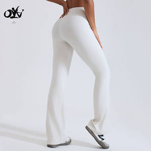 Taille haute Imitation <span class=keywords><strong>Cuir</strong></span> Flare Yoga Pantalon Anti-curling Edge Design Fitness Sport Leggings Minceur Doux Yoga Pantalon pour Femmes - Product Image 6