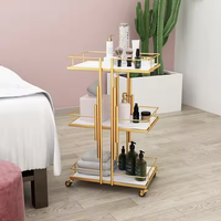 Chariot de rangement commercial SW Casual Beauty moderne en acier inoxydable à 4 roues, écologique, rotation à 360 degrés, pour salon