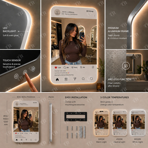 Espejo LED con Sensor Personalizado TURRI, Letrero de Espejo Social Midea, Luz de Pared para Selfies Estilo Instagram, para Salón de Belleza, Tienda, Estudio - Product Image 2