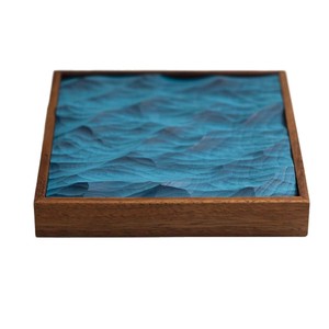 Peinture décorative océanique sculptée sur bois, art mural 3D en bois massif, style japonais minimaliste, fait main - Product Image 3