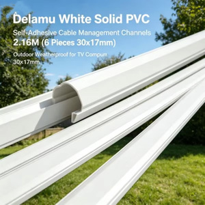 Canali Flessibili Autoadesivi in PVC Bianco Delamu per Gestione Cavi, 2,16M (6 Pezzi 30x17mm), Resistenti alle Intemperie per TV da Esterno - Product Image 2