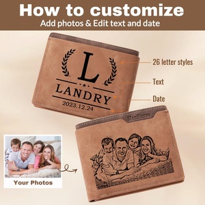 For Boshiho Custom DIY Vintage Style Leather <b>Wallet</b> for Men and Women Short Length with Creative Star Pattern Valentine's Day Gi - Product Image 3