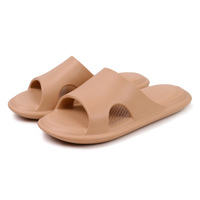 Claquettes en EVA souple toutes saisons, couleur crème, bande H, imperméables, antidérapantes, semelle plate, légères, OEM, vente en gros, personnalisables, faible MOQ