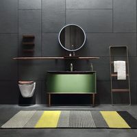 Meuble-lavabo Guanda au design élégant et raffiné, en chêne massif de haute qualité, 80 cm/160 cm, sur pied, vert, garantie 1 an, sans miroir