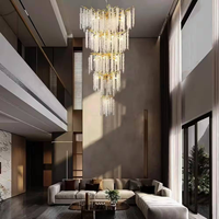 Lustre moderne australien sur mesure, grand et long, en cristal doré à LED, pour villa, escaliers et escaliers en colimaçon