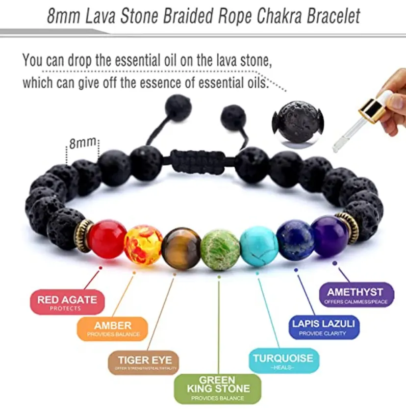 Hot Slle 8Mm Lava Rock 7 Chakras Kralen Armband Natuurlijke Healing Balans Kralen Yoga Armbanden Armbanden