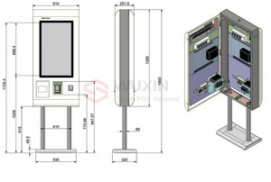 25/27inch Màn hình kép treo tường màn hình cảm ứng kiosk với đầu đọc thẻ QR Máy quét mã và máy in nhiệt - Product Image 5