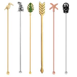 Đa-Hình Dạng Tái Sử Dụng Thép Không Gỉ Đồ Uống Khuấy Vàng Bạc Cocktail Khuấy Thanh Công Cụ Kim Loại Cà Phê Khuấy Khuyến Mãi - Product Image 4